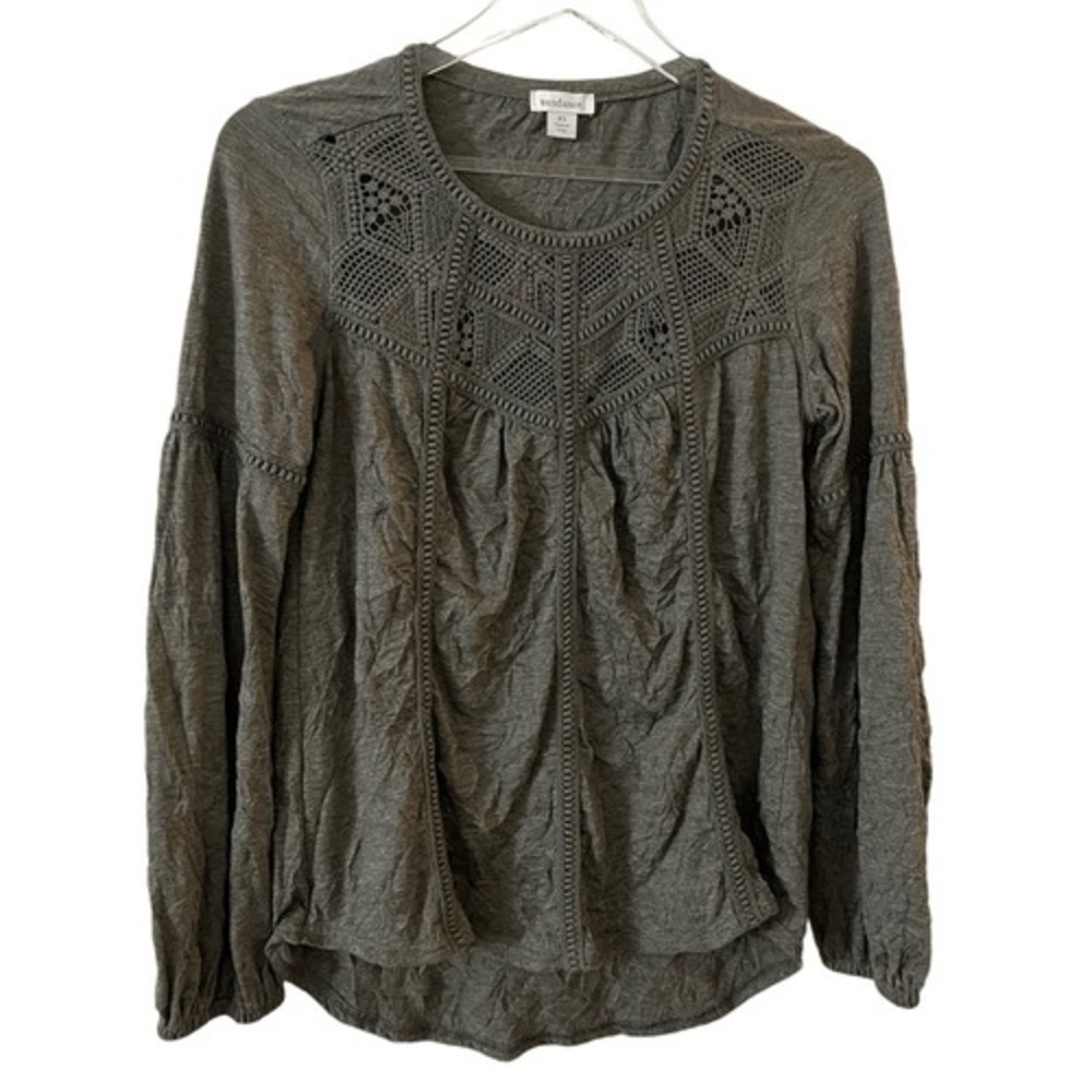 Sundance Royal Rosie Green Crinkle Bohemian Peasant Top size‎ XS